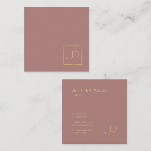 Creative Design Gold Monogram Sjabloon Moderne Lux Vierkante Visitekaartje (Voorkant / Achterkant)
