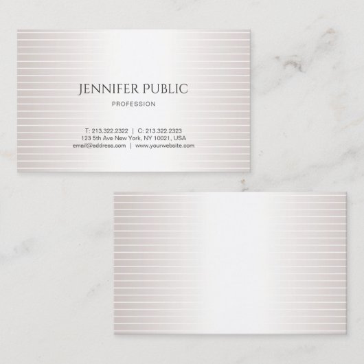 Creative Design Modern Plain Faux Silver Elegant Visitekaartje (Voorkant / Achterkant)