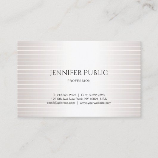 Creative Design Modern Plain Faux Silver Elegant Visitekaartje (Voorkant)