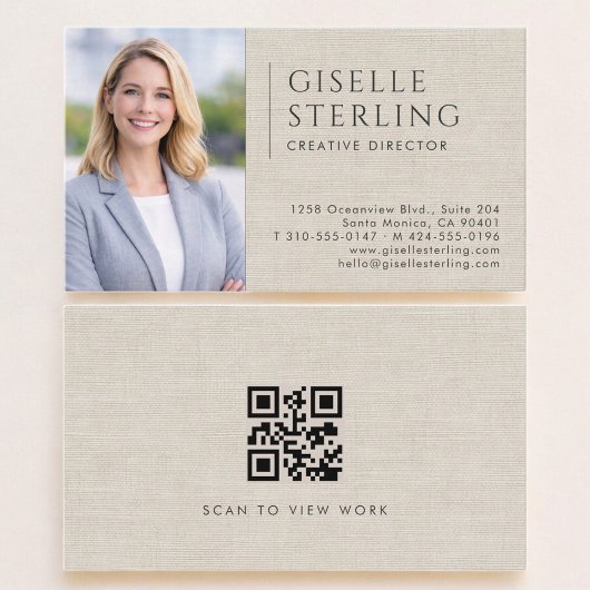 Creative Director Linen Photo QR Code Visitekaartje