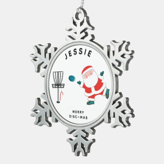 Creative Disk Golf Tin Sneeuwvlok Ornament (Rechts)