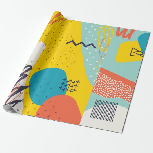 Creative doedle art header met verschillende vorme cadeaupapier (Uitgerold)