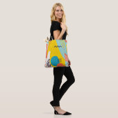 Creative doedle art header met verschillende vorme tote bag (Op model)