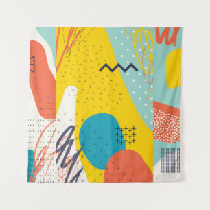 Creative doedle art header met verschillende vorme wandkleed