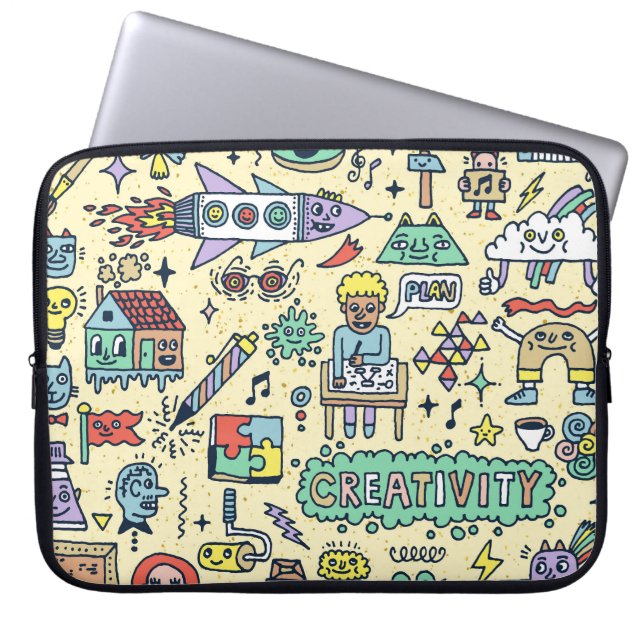 Creative Doodles: Leuke activiteitenset Laptop Sleeve (Voorkant)