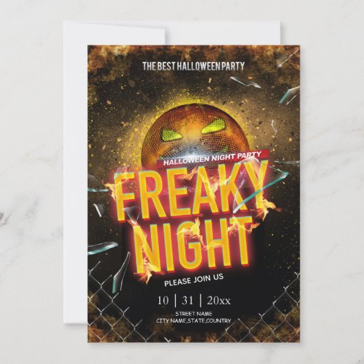 Creative Electronic Neon Effect Halloween Party Kaart (Voorkant)