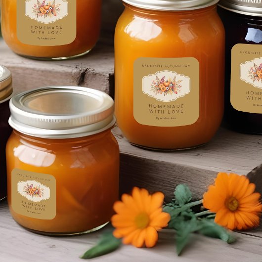 Creative Elegant Autumn Bouquet Flowers Berries Vierkante Sticker