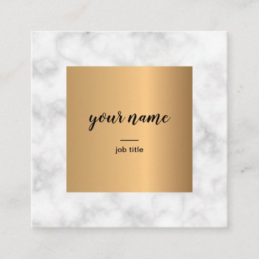 Creative Elegant Marble Gold Square Visitekaartjes (Voorkant)
