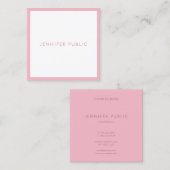 Creative Elegant Pink White Modern Sjabloon Trendy Vierkante Visitekaartje (Voorkant / Achterkant)