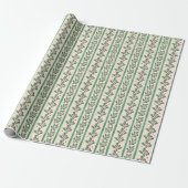 Creative elegant retro green stripes holy berry cadeaupapier (Uitgerold)