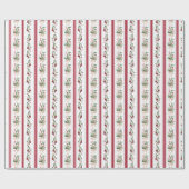 Creative elegant retro red stripes winter greenery cadeaupapier (Vlak)