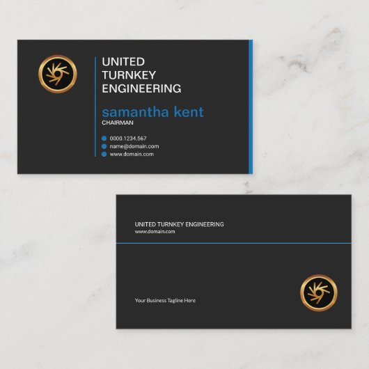 Creative Elegant Simple Retro Blue Voorzitter Visitekaartje (Voorkant / Achterkant)