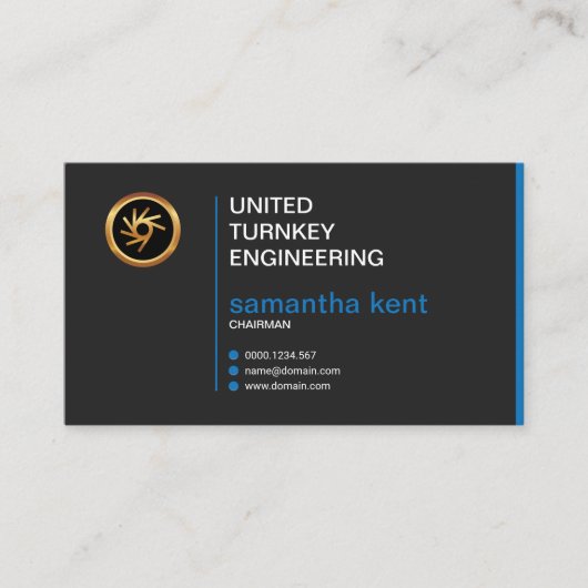 Creative Elegant Simple Retro Blue Voorzitter Visitekaartje (Voorkant)