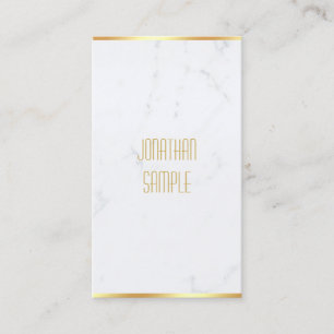 Creative Elegant White Marble Gold Name Modern Visitekaartje
