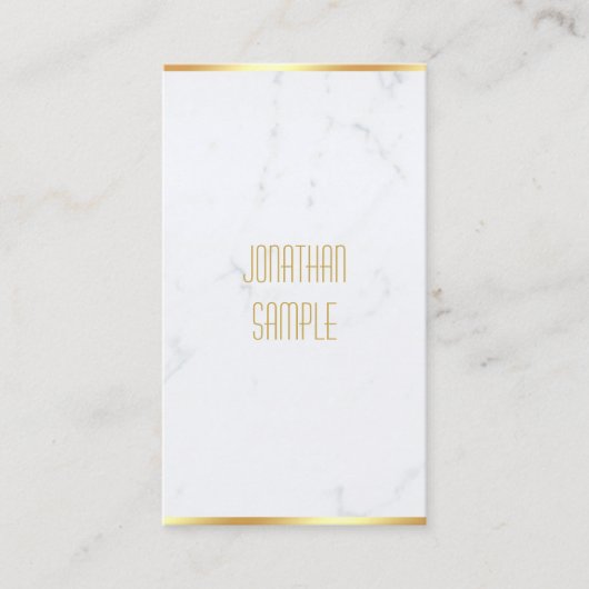 Creative Elegant White Marble Gold Name Modern Visitekaartje (Voorkant)