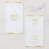 Creative Elegant White Marble Gold Name Modern Visitekaartje (Voorkant / Achterkant)