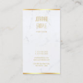 Creative Elegant White Marble Gold Name Modern Visitekaartje (Achterkant)