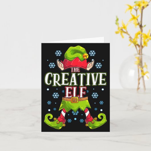 Creative Elf Matching Family Group Christmas Party Kaart (Gele Bloem)