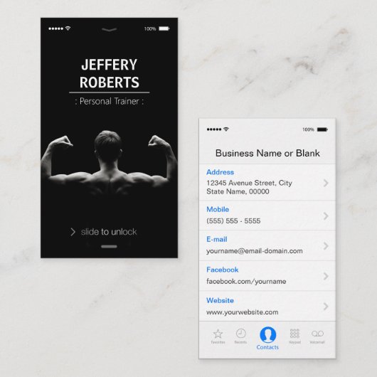 Creative en Unique Bodybuilder Personal Trainer Visitekaartje (Voorkant / Achterkant)