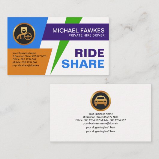 Creative Energetic Building Blocks Ride Share Visitekaartje (Voorkant / Achterkant)