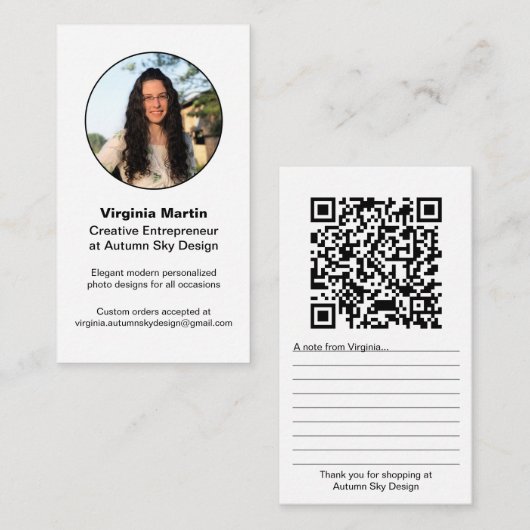 Creative Entrepreneur QR Code Photo Visitekaartje (Voorkant / Achterkant)