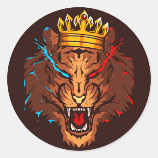 Creative eSport Lion logo Design Classic Ronde STI Ronde Sticker
