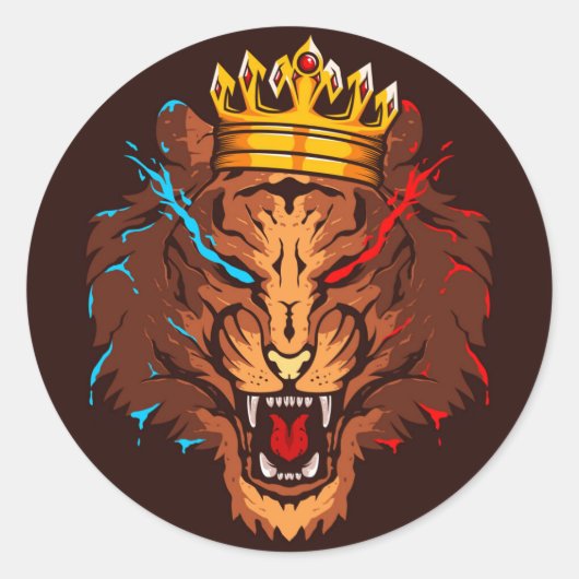Creative eSport Lion logo Design Classic Ronde STI Sticker (Voorkant)