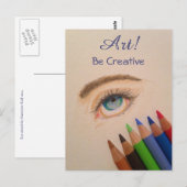 Creative Eye Sketch met gekleurde pennen Briefkaart (Voorkant / Achterkant)