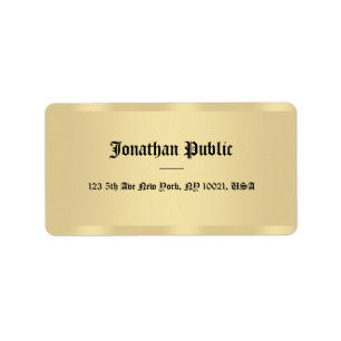 Creative Faux Gold Classic Style Text Name Trendy Etiket