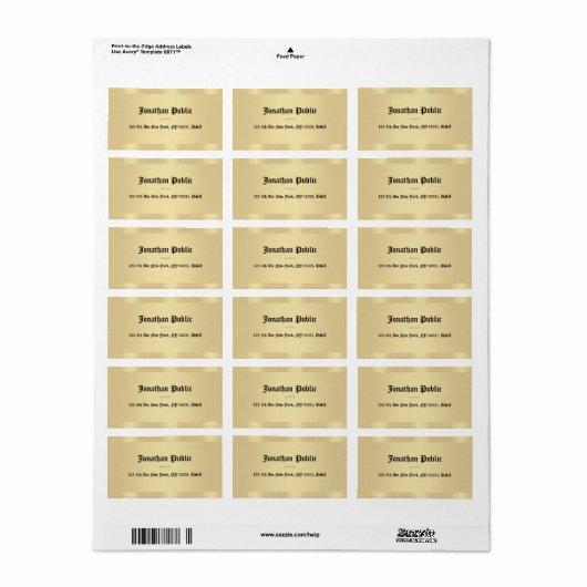 Creative Faux Gold Classic Style Text Name Trendy Etiket (Full Sheet)
