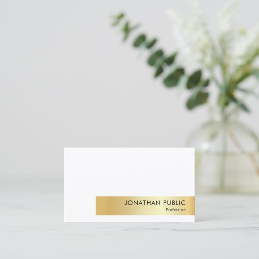 Creative Faux Gold-gepersonaliseerd Modern Elegant Visitekaartje (Staand voorkant)