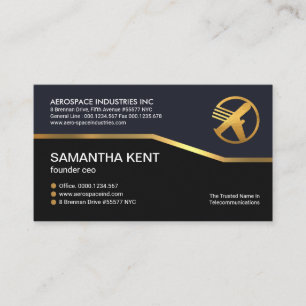 Creative Faux Gold Line Simple Blue Black CEO Visitekaartje