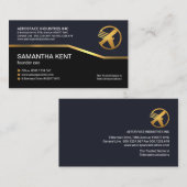 Creative Faux Gold Line Simple Blue Black CEO Visitekaartje (Voorkant / Achterkant)