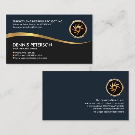 Creative Faux Gold Line Wave CEO Founder Visitekaartje (Voorkant / Achterkant)