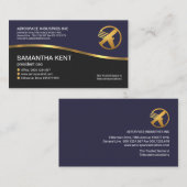 Creative Faux Gold Wave Simple Blue Black CEO Visitekaartje (Voorkant / Achterkant)