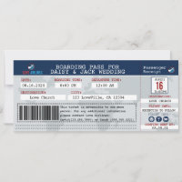 Creative Flight Boarding Pass Bruiloft Uitnodigen