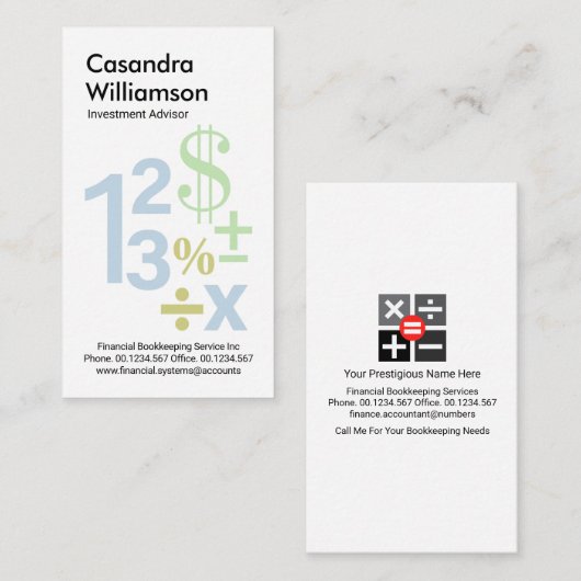 Creative Floating Numbers Wiskunde Symbolen Visitekaartje (Voorkant / Achterkant)