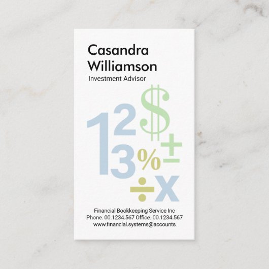 Creative Floating Numbers Wiskunde Symbolen Visitekaartje (Voorkant)