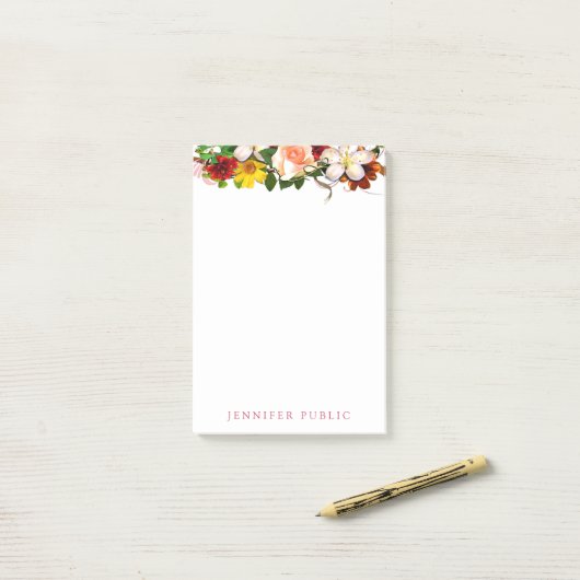 Creative Floral Sjabloon Waterverf Bloemen Modern Post-it® Notes (Op bureau)