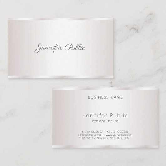 Creative Freehand Script Modern Glam Plain Luxe Visitekaartje (Voorkant / Achterkant)