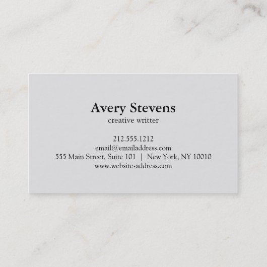 Creative Freelance Writer Calligraphy Nib Logo Visitekaartje (Achterkant)