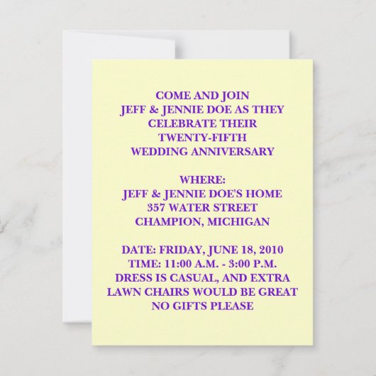 CREATIVE FUN COUPLE JUBILEUM PARTY INVITATION KAART (Achterkant)