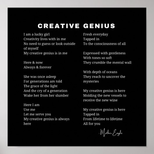 Creative Genius Inspirerend gedicht Wall Art Poste Poster (Voorkant)
