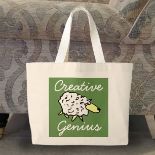"Creative Genius" Sheep Cartoon Project Bag Grote Tote Bag