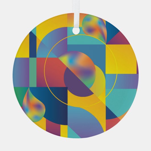 Creative Geometric: Abstract  Hoesje. Glas Ornament (Achterkant)