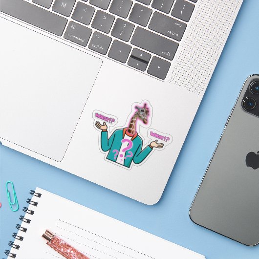 Creative Giraffe-Sticker Sticker (Laptop met iPhone)