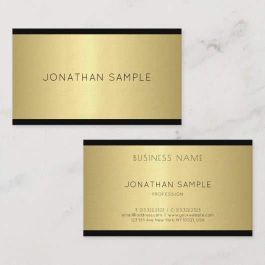Creative Glam Design Modern Gold Luxe Plain Visitekaartje (Voorkant / Achterkant)