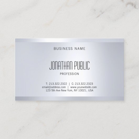 Creative Glamor Silver look Elegant Modern Plain Visitekaartje (Achterkant)
