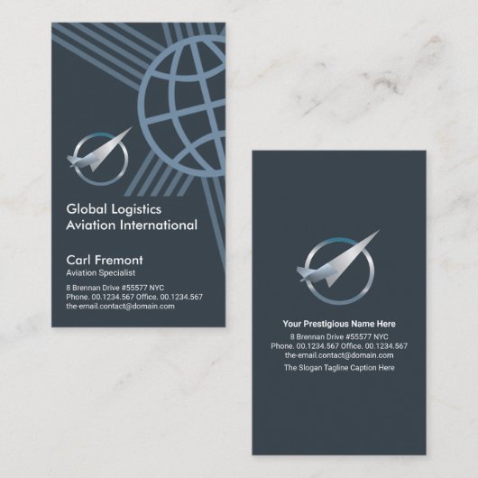 Creative Global Border Lijst Flight Aviation Visitekaartje (Voorkant / Achterkant)