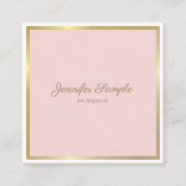 Creative Gold Blush Pink Hand Script Font Tekst Vierkante Visitekaartje (Voorkant)